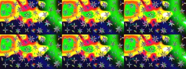 Güzel kumaş deseni. Raster illüstrasyonu. Yeşil renklerde. Raster illüstrasyonunda çiçek deseni çizimi.