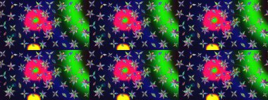 Raster illüstrasyonu. Eski usul küçük çiçekli şirin bir eskiz deseni. Kumaş, duvar kağıdı ve kağıt üzerine baskı yapmak için gelişen arka plan. Moda arka planında parlak buketler.