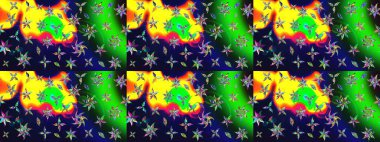 Zentangle soyut çiçekleri. Renkli Bahar Teması eskiz kalıbı. Güzel kumaş deseni. Düz Çiçek Elementleri Tasarımı. Raster illüstrasyonu. Çiçek tozu..