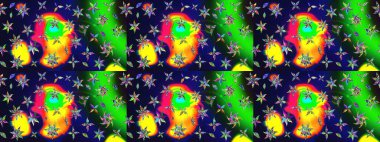 Raster illüstrasyonu. Çiçekli karalama şeklinde Raster çiçek deseni. Gri renkte yaz çiçekleri.