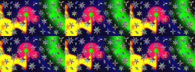 Güzel kumaş deseni. Mavi renklerde. Raster illüstrasyonundaki çiçek desenli çizim. Raster illüstrasyonu.