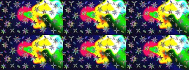 Parmak izi, kumaş, duvar kâğıdı, tekstil için raster dokusu. Nakış desenli çiçek deseni. Renkli grunge soyut arkaplanı Cologray çiçekleriyle zenginleştirir.