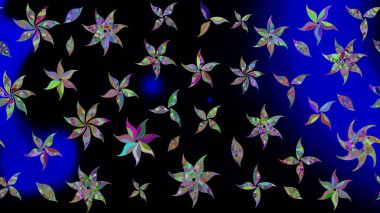 Güzel kumaş deseni. Renkli Yaz Temalı eskiz kalıbı. Düz Çiçek Elementleri Tasarımı. Raster illüstrasyonunda çiçek deseni çizimi.