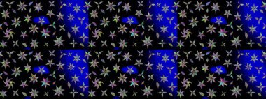 Siyah renkli çiçekler. Şatafatlı bahar bahçesi dokusu. Siyah renkte çiçek çizimi. Raster illüstrasyonu. Çiçek deseni.