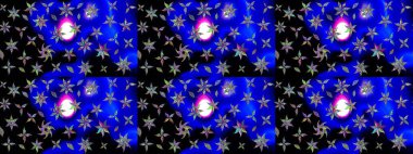 Çiçekli karalama şeklinde Raster çiçek deseni. Mavi renkli çiçekler. Nazik, narin çiçek arkaplanı.