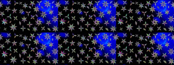 Raster illüstrasyonu. Siyah renklerde. 3D çiçekler, çizim.