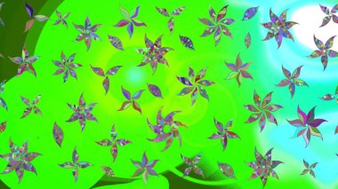 Çizim çiçek deseni duvar kâğıdı olarak kullanılabilir. Yeşil renkli çiçekler. Raster illüstrasyonu.