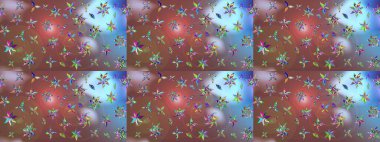 Kahverengi renkli etnik çiçeklerin olduğu zarif bir eskiz modeli. Asya Tekstil 'inde Raster Çiçek İllüstrasyonu.