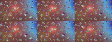 Düz Çiçek Elementleri Tasarımı. Kahverengi renkli şirin çiçek deseni. Renkli Bahar Teması eskiz kalıbı. Raster Modaya uygun kumaş deseni.