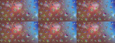 Tekstil için suluboya eskiz deseni. Şirin çiçekli, desenli, kahverengi renkli bir eskiz deseni. El çizimi çiçek çizimi deseni (fayans)).