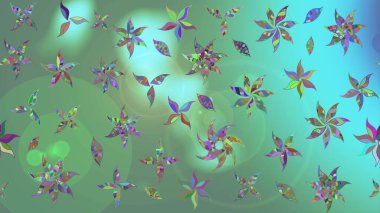 Renkli Bahar Teması eskiz kalıbı. Düz Çiçek Elementleri Tasarımı. Yeşil renkli çiçekler. Çiçekle çizim deseni.