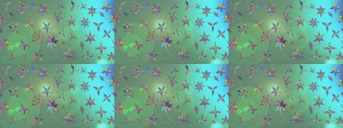 Küçük çiçekli yay deseni çiz. Suluboya tarzında yeşil renkte. Raster illüstrasyonu.