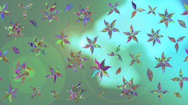 Küçük renkli çiçekler. Motley illüstrasyonu. Yeşil çiçekli bahar çiçekleri. Moda baskıları için zarif bir şablon. Küçük çiçekte şirin desenler.