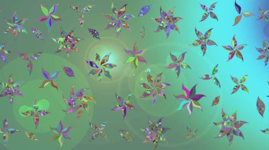 Hediye ambalaj kağıdı, tebrik kartları, posterler ve pankart tasarımı. Raster düz çiçek çizim deseni. Yeşil renkte çiçekler.