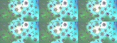 Mavi renkli çiçek desenli çizim. Suluboya tarzında mavi renkte çiçekler.