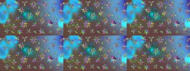 Mavi renkli çiçekler. Raster illüstrasyonunda çiçek deseni çizimi.