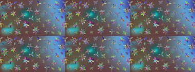 Düz Çiçek Elementleri Tasarımı. Kahverengi renkli çiçekler. Renkli Bahar Teması eskiz kalıbı. Raster illüstrasyonunda çiçek deseni çizimi.