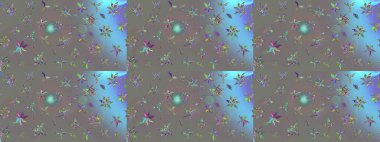 Raster illüstrasyonu. Çiçekli çiçek deseni, suluboya. Renkli Bahar Teması eskiz kalıbı. Gri renkli çiçekler. Düz Çiçek Elementleri Tasarımı.