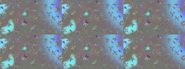 Gri renklerde bahar çiçekleri. Yaprak ve çiçeklerin suluboya resimleri, gri renkte çizimler. Raster illüstrasyonu.