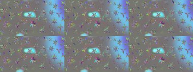 Raster illüstrasyonundaki çiçek desenli çizim. Gri renkli çiçekler.