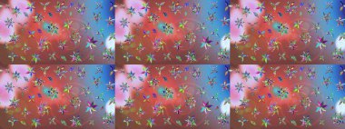 Küçük çiçekteki sevimli çiçek deseni. Raster illüstrasyonu. Nazik, yaz çiçekleri pembe renklerde. Raster deseni.