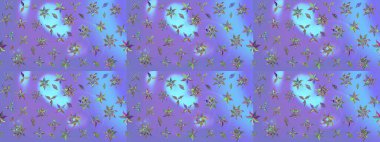 Raster illüstrasyonu. Çizim çiçek deseni duvar kâğıdı olarak kullanılabilir. Mor renkte çiçekler.