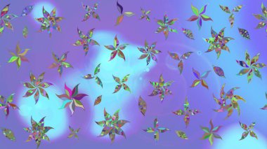 Modern çiçek arkaplanı. Moda baskıları için zarif bir şablon. Halk tarzı. Parlak renkli çiçekleri ve mor renkli yaprakları olan harika bir çiçek deseni..