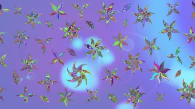 Düz Çiçek Elementleri Tasarımı. Mor renkli çiçekler. Sevimli çiçek raster deseni. Renkli Bahar Teması çizim şablonu.