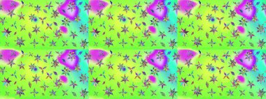 Düz Çiçek Elementleri Tasarımı. Renkli Bahar Teması eskiz kalıbı. Parlak arkaplan eskiz desenli çiçekli fantezi tasarımı.