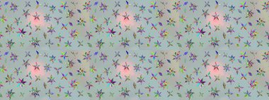 El çizimi. Çiçekler, dallar, bitkiler ve çiçekler. Raster illüstrasyonu. Güzel kumaş deseni.