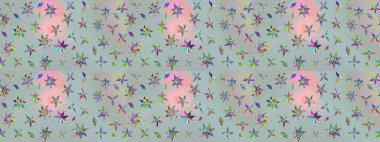 Raster illüstrasyonu. Gri renklerde bahar çiçekleri. Raster çiçekleri klasik tarzda çizilmiş. Çiçekli yumuşak çizim deseni.