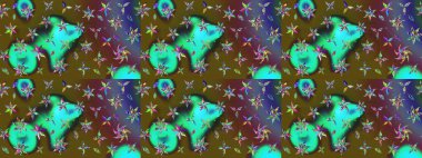 Raster. Düz Çiçek Elementleri Tasarımı. Renkli Bahar Teması çizim şablonu.