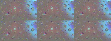 Egzotik çiçekler, gri renkte botanik parlak klasik doğa. Raster illüstrasyonu. Klasik tropikal doğal elementlerin suluboya seti.