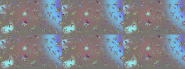 Tekstil için suluboya eskiz deseni. El çizimi çiçek çizimi deseni (fayans). Şirin çiçekli, desenli, gri renkli çizim deseni.