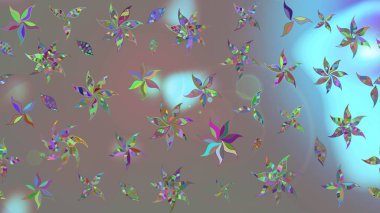 Raster suluboya çiçek deseni, narin çiçekler, gri çiçekler, tebrik kartı şablonu. Güzel kumaş deseni.