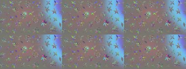 Gri renkli güzel bir tekstil. Suluboya çiçekli çiçek deseni. Raster illüstrasyonu.