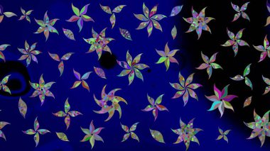 Poster ya da kapak için arka plan. Davetiye ve kartpostal tasarımı için dekoratif çiçek unsurları. Yapraklı çizim şekli. Tekstil için figür. Sevimli zarif çiçekler Raster illüstrasyonu.