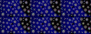 Düz Çiçek Elementleri Tasarımı. Sevimli çiçek raster deseni. Mavi renkli çiçekler. Renk Bahar Teması eskiz şablonu.