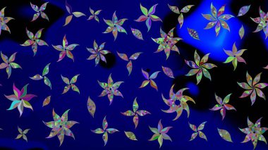 Suluboya tarzında mavi renkli çiçekler. Raster illüstrasyonunda çiçek deseni çizimi.