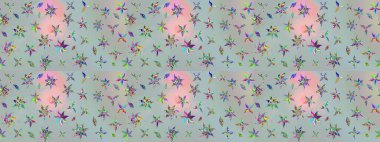 Raster illüstrasyonu. Gri renklerde bahar çiçekleri. Raster çiçekleri klasik tarzda çizilmiş. Çiçekli yumuşak çizim deseni.