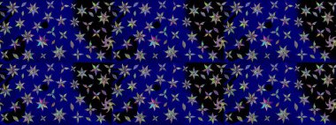 Raster illüstrasyonu. Suluboya çiçekli çiçek deseni. Mavi renkte Asya tekstili.