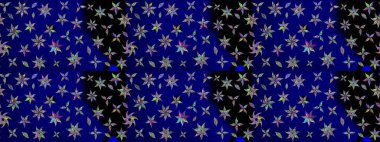 Mavi renklerde. Raster illüstrasyonu. Renkli süs kenarı. Çizim kalıbı. Hint süsü. Çiçek duvar kağıdı.