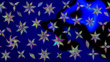 Mavi renkli çiçekler. Düz Çiçek Elementleri Tasarım Raster illüstrasyonu. Renkli Bahar Teması eskiz kalıbı. Çiçek eskiz kalıbı geçmişi.