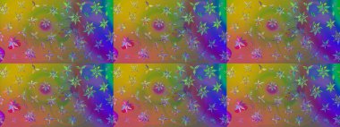 Renkli Bahar Teması eskiz kalıbı. Sevimli çiçek raster deseni. Yeşil renkli çiçekler. Düz Çiçek Elementleri Tasarımı.