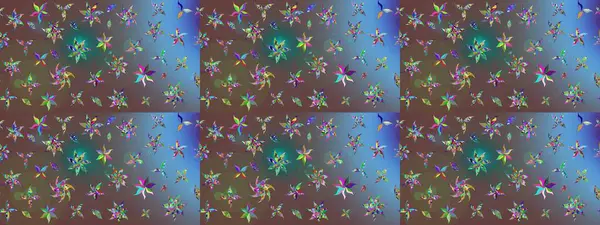 Düz Çiçek Elementleri Tasarımı. Renkli Yaz Temalı eskiz kalıbı. Kahverengi renkli çiçekler. Raster illüstrasyonunda çiçek deseni çizimi.