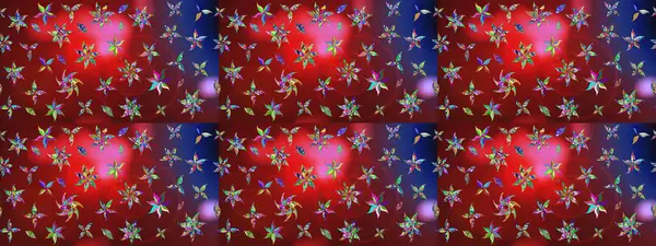 Çiçekli karalama şeklinde Raster çiçek deseni. Yumuşak, yaz çiçekli arka plan. Kırmızı renkte çiçekler.