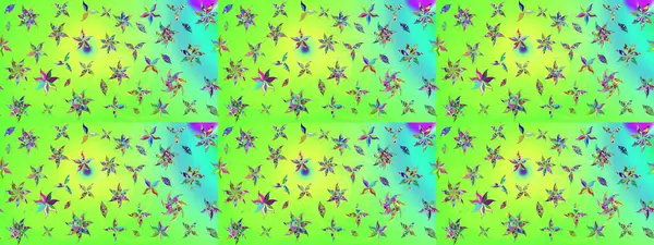 Raster illüstrasyonu. Suluboya tarzında yeşil renkte. Küçük çiçekli bahar deseni çiz.