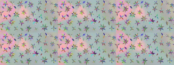 Raster illüstrasyonu. Gri renkli Asya tekstili. Suluboya çiçekli çiçek deseni.