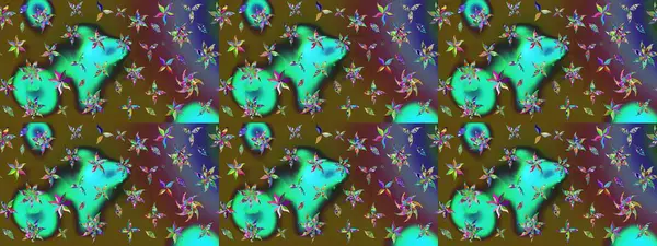 Raster. Düz Çiçek Elementleri Tasarımı. Renkli Bahar Teması çizim şablonu.