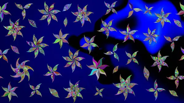 Mavi renkli çiçekler. Düz Çiçek Elementleri Tasarım Raster illüstrasyonu. Renkli Bahar Teması eskiz kalıbı. Çiçek eskiz kalıbı geçmişi.